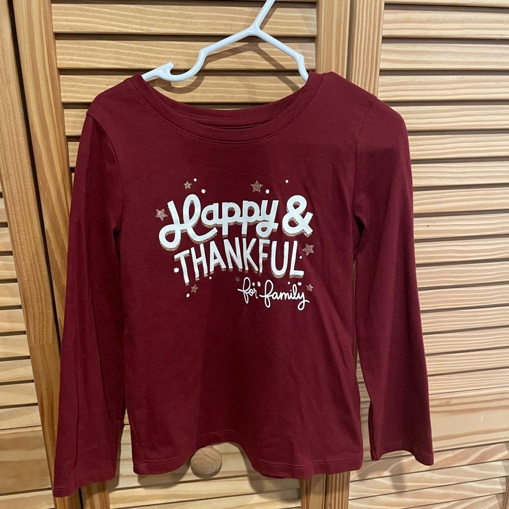Cat & Jack Happy & Thankful long sleeve top sz 5T